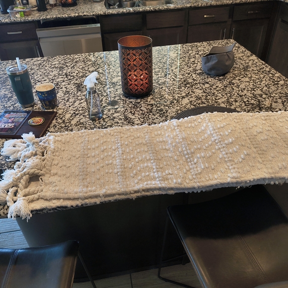 Cream Textured Long Table Runner - Picture 1 of 2